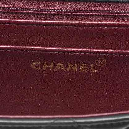 シャネル ミニマトラッセ ストレートフラップ ターンロック ショルダーバッグ ラムスキン ブラック ゴールド金具, 中古品