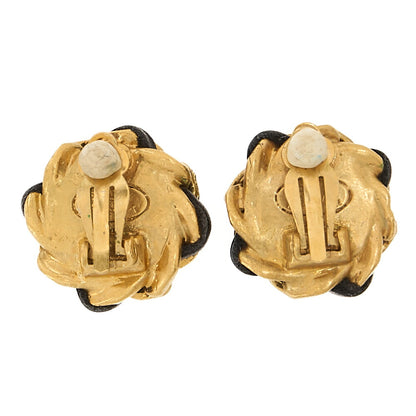 CHANEL Chain Pattern Faux Pearl Earrings 93A GP x Lambskin Gold Gold Plated-Tone Hardware, Pre-Owned