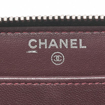 CHANEL Matelasse Round Long Wallet Lambskin Black Silver-Tone Hardware, Pre-Owned
