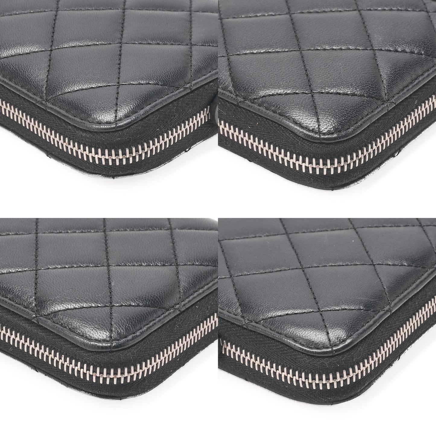 CHANEL Matelasse Round Long Wallet Lambskin Black Silver-Tone Hardware, Pre-Owned