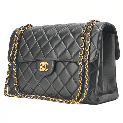 CHANEL Lambskin Matelasse Double Face 30cm Chain Shoulder Black Gold-Tone Hardware, Pre-Owned