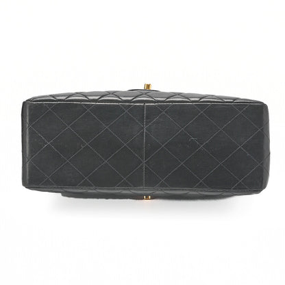 CHANEL Lambskin Matelasse Double Face 30cm Chain Shoulder Black Gold-Tone Hardware, Pre-Owned