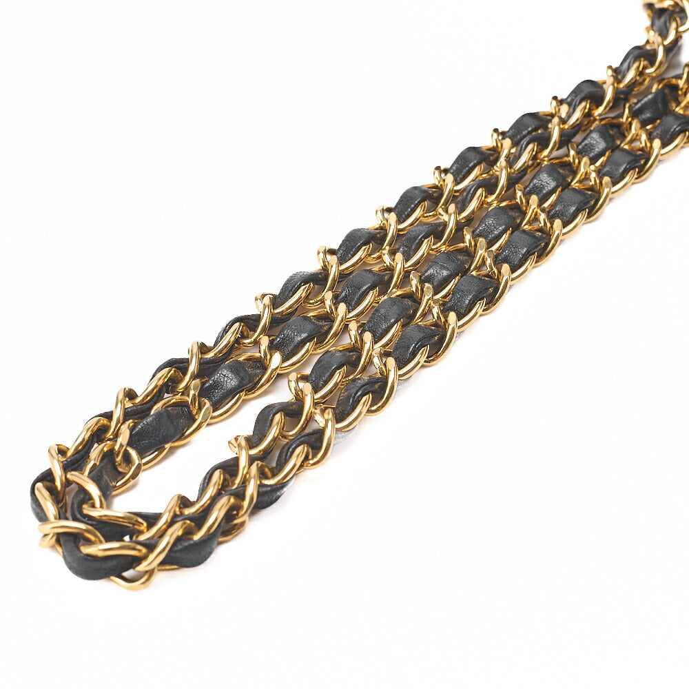 CHANEL Lambskin Matelasse Double Face 30cm Chain Shoulder Black Gold-Tone Hardware, Pre-Owned