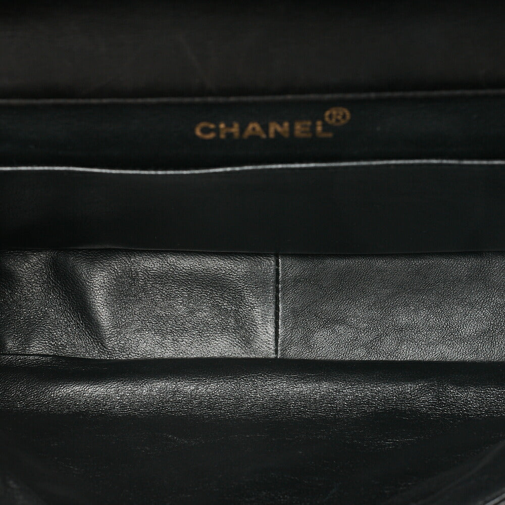 CHANEL Lambskin Matelasse Double Face 30cm Chain Shoulder Black Gold-Tone Hardware, Pre-Owned