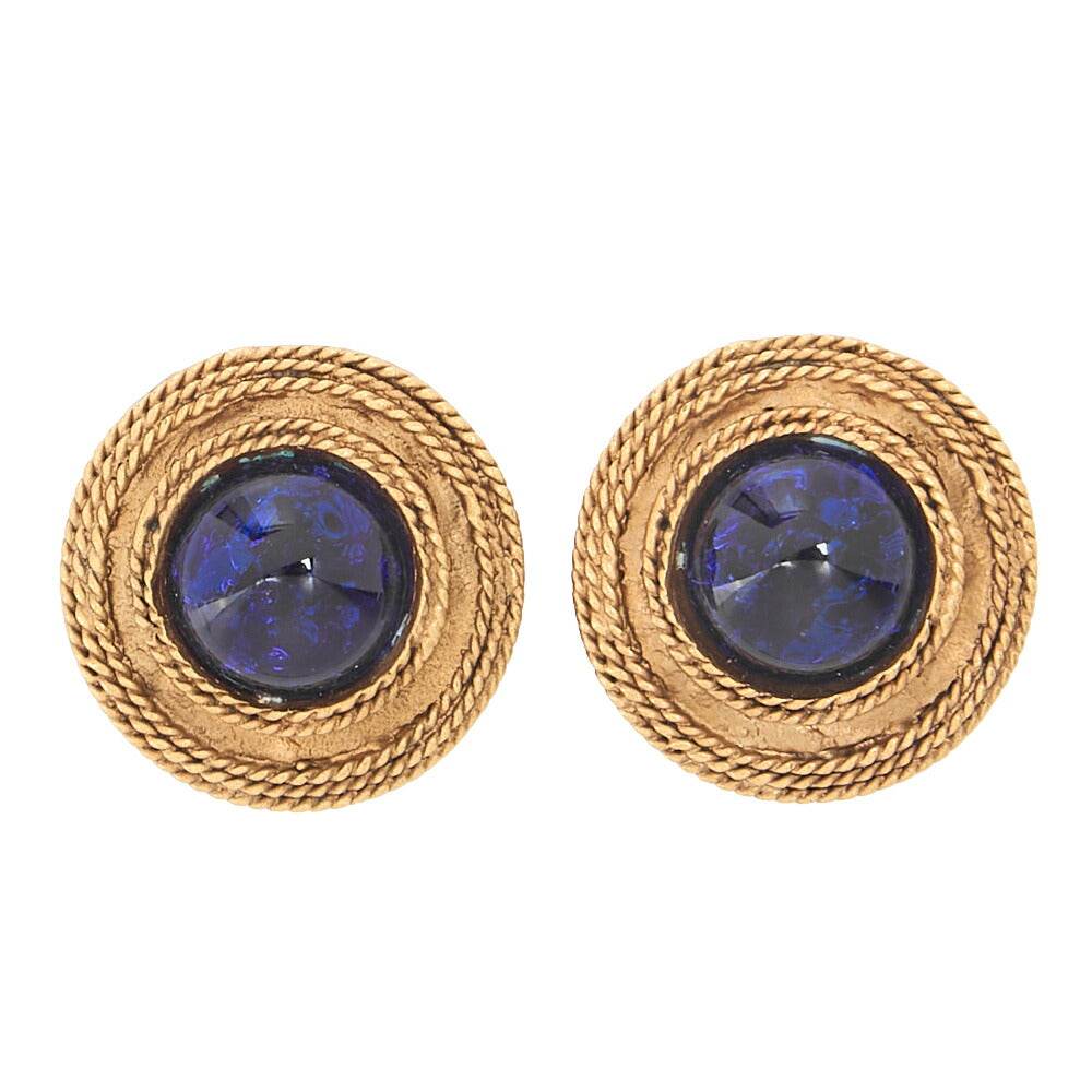 CHANEL Chanel Earrings 25 Colorstone  x GP Navy Gold-Tone Hardware, Pre-Owned