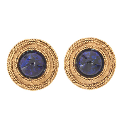 CHANEL Chanel Earrings 25 Colorstone  x GP Navy Gold-Tone Hardware, Pre-Owned
