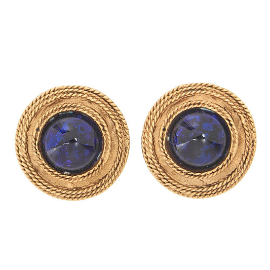 CHANEL Chanel Earrings 25 Colorstone  x GP Navy Gold-Tone Hardware, Pre-Owned