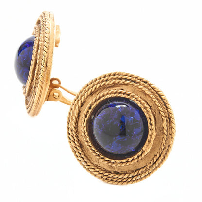 CHANEL Chanel Earrings 25 Colorstone  x GP Navy Gold-Tone Hardware, Pre-Owned