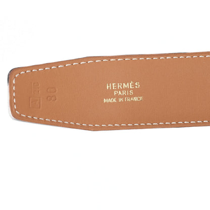 HERMES H Belt Belt 80 Box Calf Black x Gold Gold-Tone Hardware, Pre-Owned