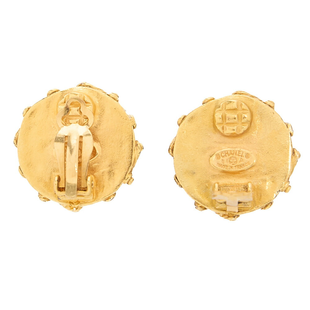 シャネル ココマーク イヤリング 94A カラーストーン x GP ネイビー ゴールド金具 中古品