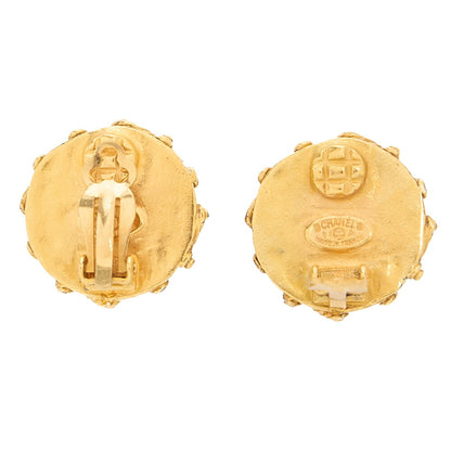 シャネル ココマーク イヤリング 94A カラーストーン x GP ネイビー ゴールド金具 中古品