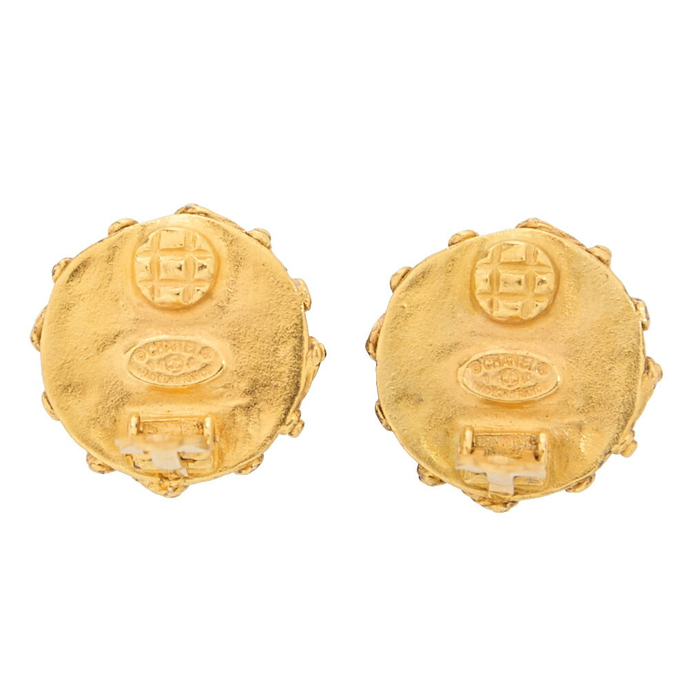 シャネル ココマーク イヤリング 94A カラーストーン x GP ネイビー ゴールド金具 中古品