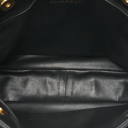 シャネル ココマーク スタッズ トートバッグ ラムスキン ブラック ゴールド金具 中古品