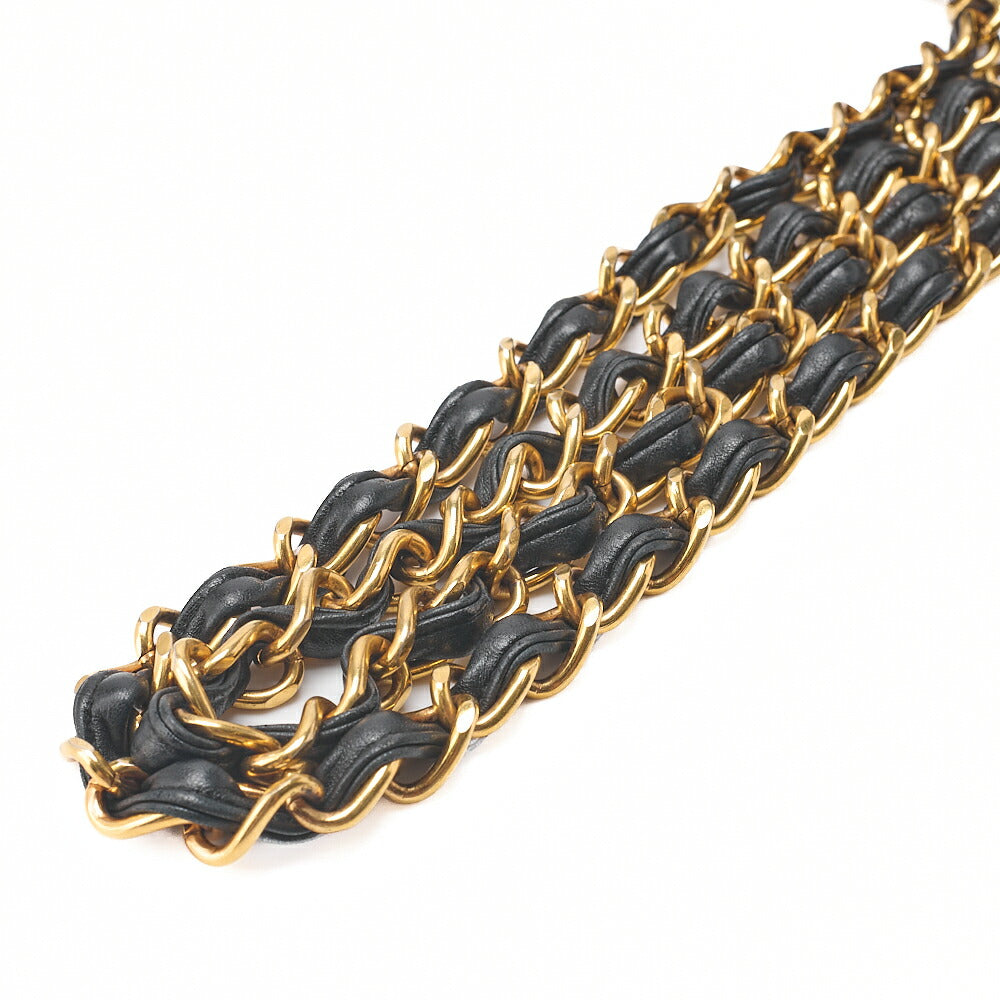 シャネル チェーンショルダーバッグ ココマーク デカマトラッセ 30cm シングルフラップ ラムスキン 黒 ゴールド金具 中古