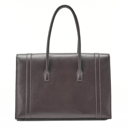 HERMES Hermes Drag 32 Handbag Box Calf Brown Silver-Tone Hardware, Pre-Owned