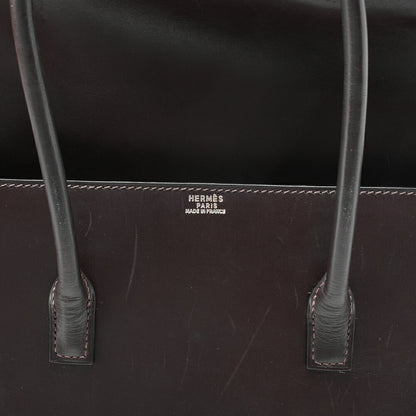 HERMES Hermes Drag 32 Handbag Box Calf Brown Silver-Tone Hardware, Pre-Owned