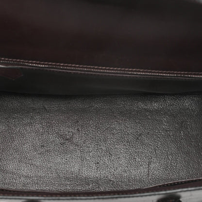 HERMES Hermes Drag 32 Handbag Box Calf Brown Silver-Tone Hardware, Pre-Owned