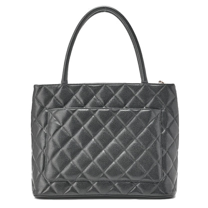 CHANEL Matelasse Reprint Tote Caviar Skin Black Silver -Tone Hardware, Pre-Owned