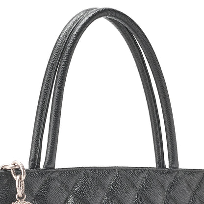 CHANEL Matelasse Reprint Tote Caviar Skin Black Silver -Tone Hardware, Pre-Owned