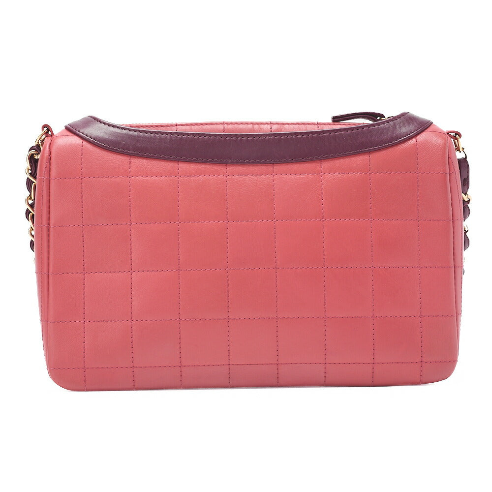 CHANEL ショルダーバッグ ガールシャネル チョコバー ラムスキン ピンクxブラック ゴールド金具 中古