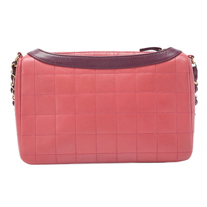 CHANEL ショルダーバッグ ガールシャネル チョコバー ラムスキン ピンクxブラック ゴールド金具 中古