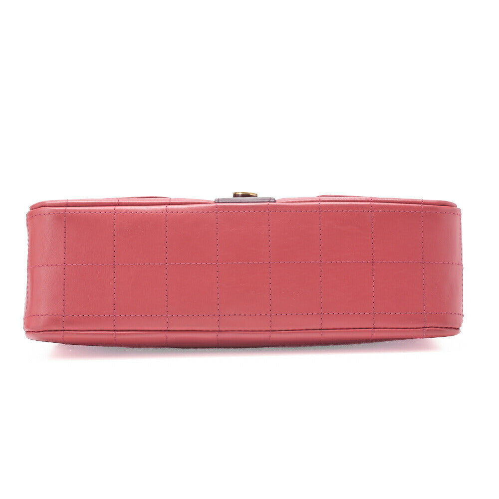 CHANEL ショルダーバッグ ガールシャネル チョコバー ラムスキン ピンクxブラック ゴールド金具 中古
