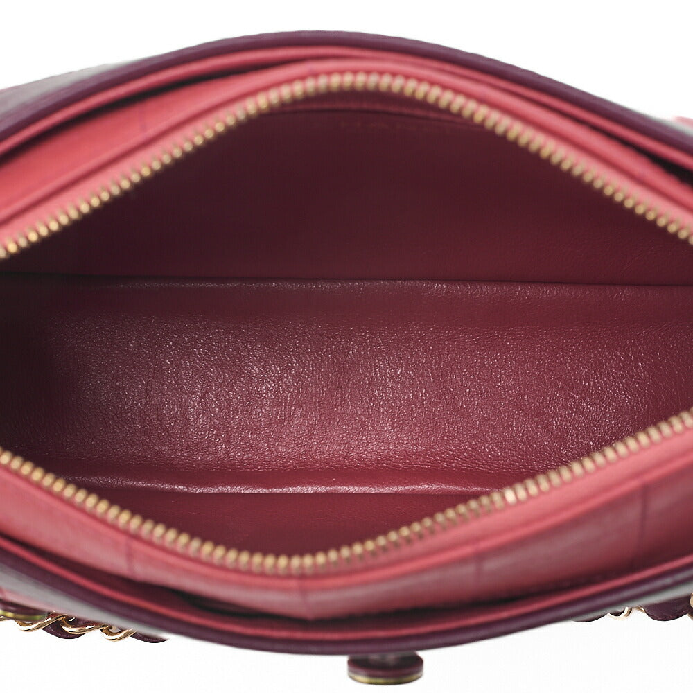 CHANEL ショルダーバッグ ガールシャネル チョコバー ラムスキン ピンクxブラック ゴールド金具 中古