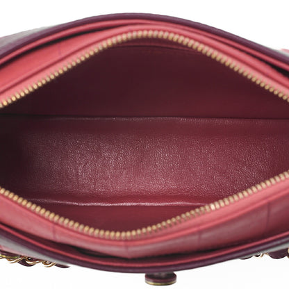 CHANEL ショルダーバッグ ガールシャネル チョコバー ラムスキン ピンクxブラック ゴールド金具 中古