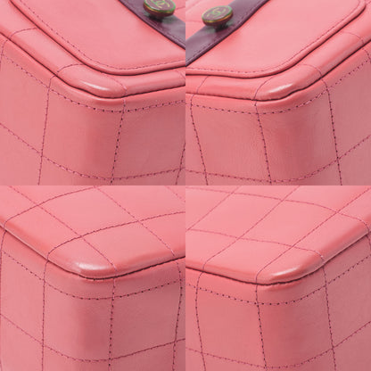 CHANEL ショルダーバッグ ガールシャネル チョコバー ラムスキン ピンクxブラック ゴールド金具 中古