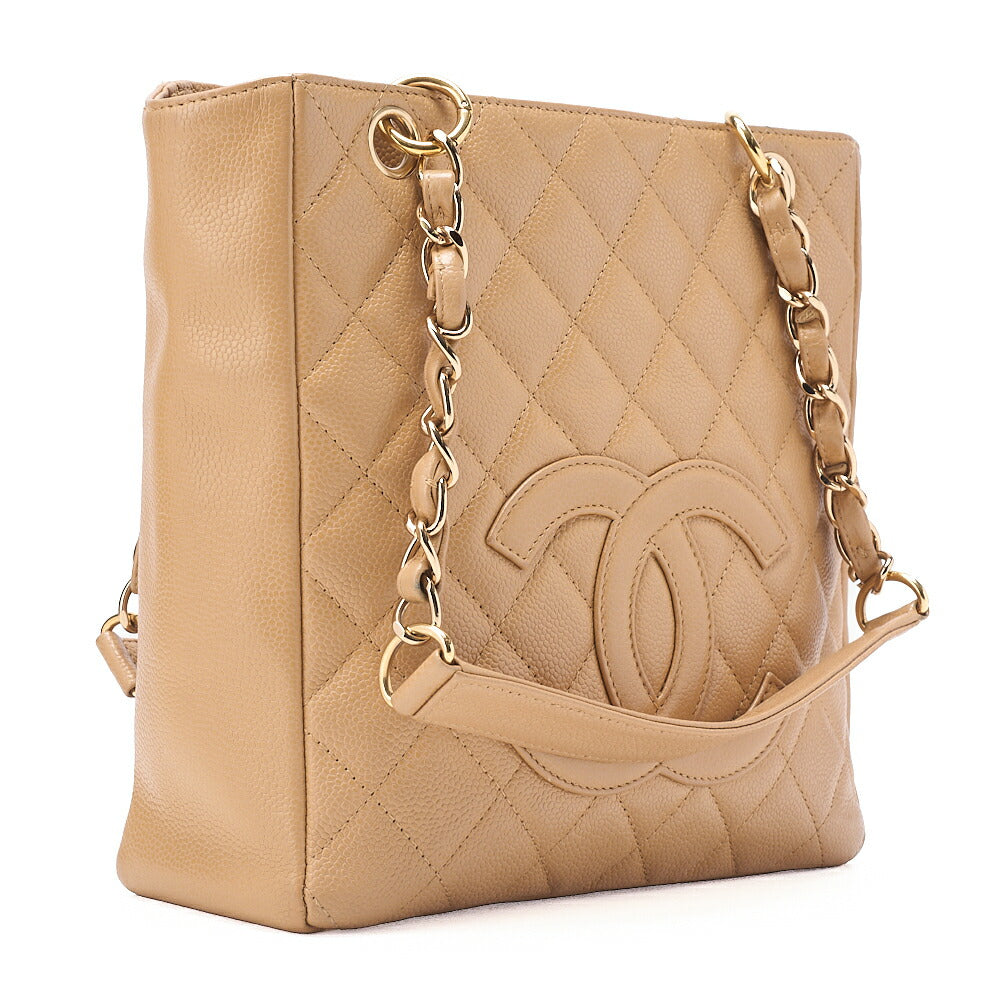 CHANEL Chanel Tote Bag Matelasse Caviar Skin Beige PST Gold-Tone Hardware, Pre-Owned