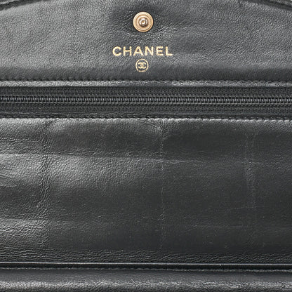 CHANEL チェーンショルダーバッグ ココマーク チェーンウォレット キャビアスキン 黒 ゴールド金具 中古品