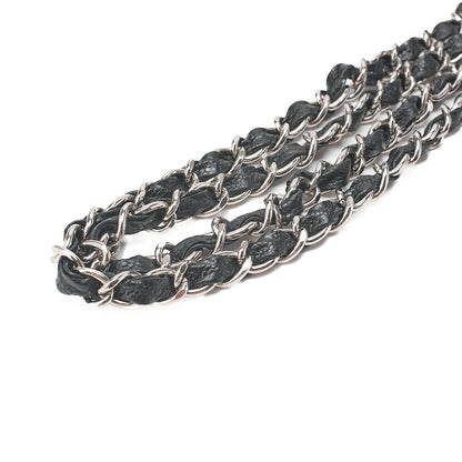 シャネル キャビアスキン デカマトラッセ 30cm シングルフラップ チェーンショルダーバッグ ブラック シルバー金具 中古品