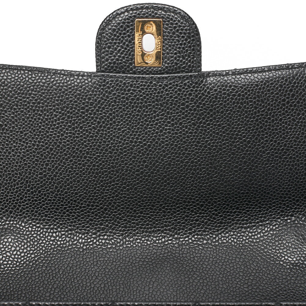 CHANEL ウッドチェーン ショルダーバッグ キャビアスキン 木目調 シングル ブラック 金具ゴールド 中古