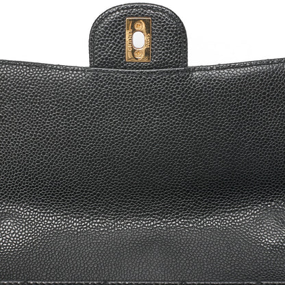 CHANEL ウッドチェーン ショルダーバッグ キャビアスキン 木目調 シングル ブラック 金具ゴールド 中古