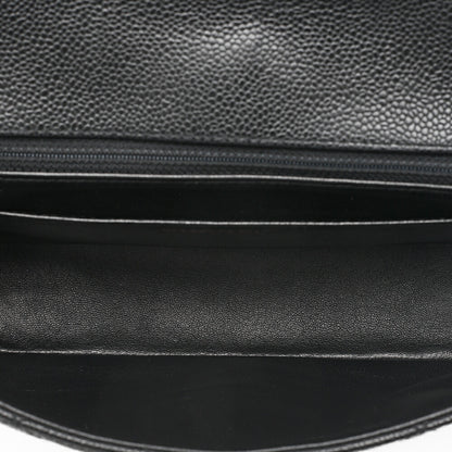 CHANEL ウッドチェーン ショルダーバッグ キャビアスキン 木目調 シングル ブラック 金具ゴールド 中古