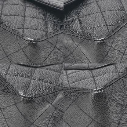 CHANEL ウッドチェーン ショルダーバッグ キャビアスキン 木目調 シングル ブラック 金具ゴールド 中古