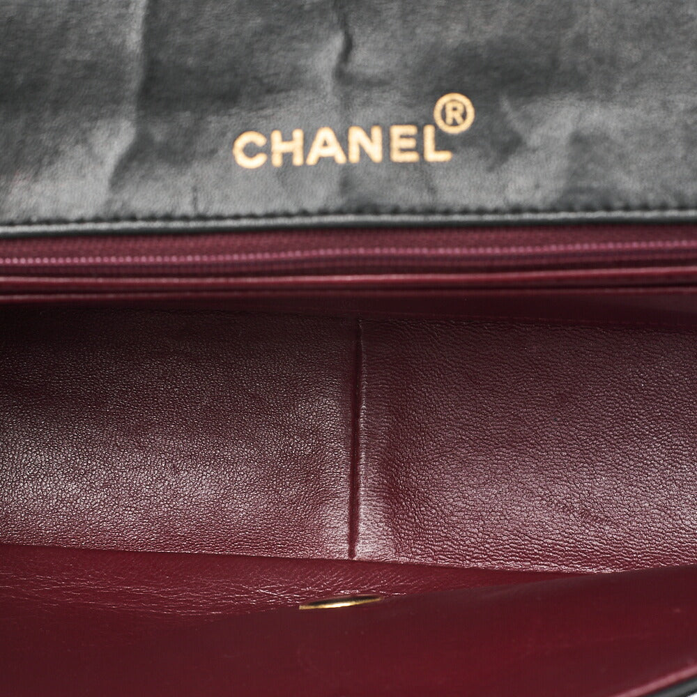CHANEL Matelasse Diana Flap 25cm Chain Shoulder Lambskin Black Gold-Tone Hardware, Pre-Owned