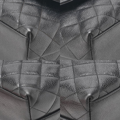 CHANEL マトラッセ ラウンドフラップ ターンロック ショルダーバッグ キャビアスキン 黒 ゴールド金具 中古
