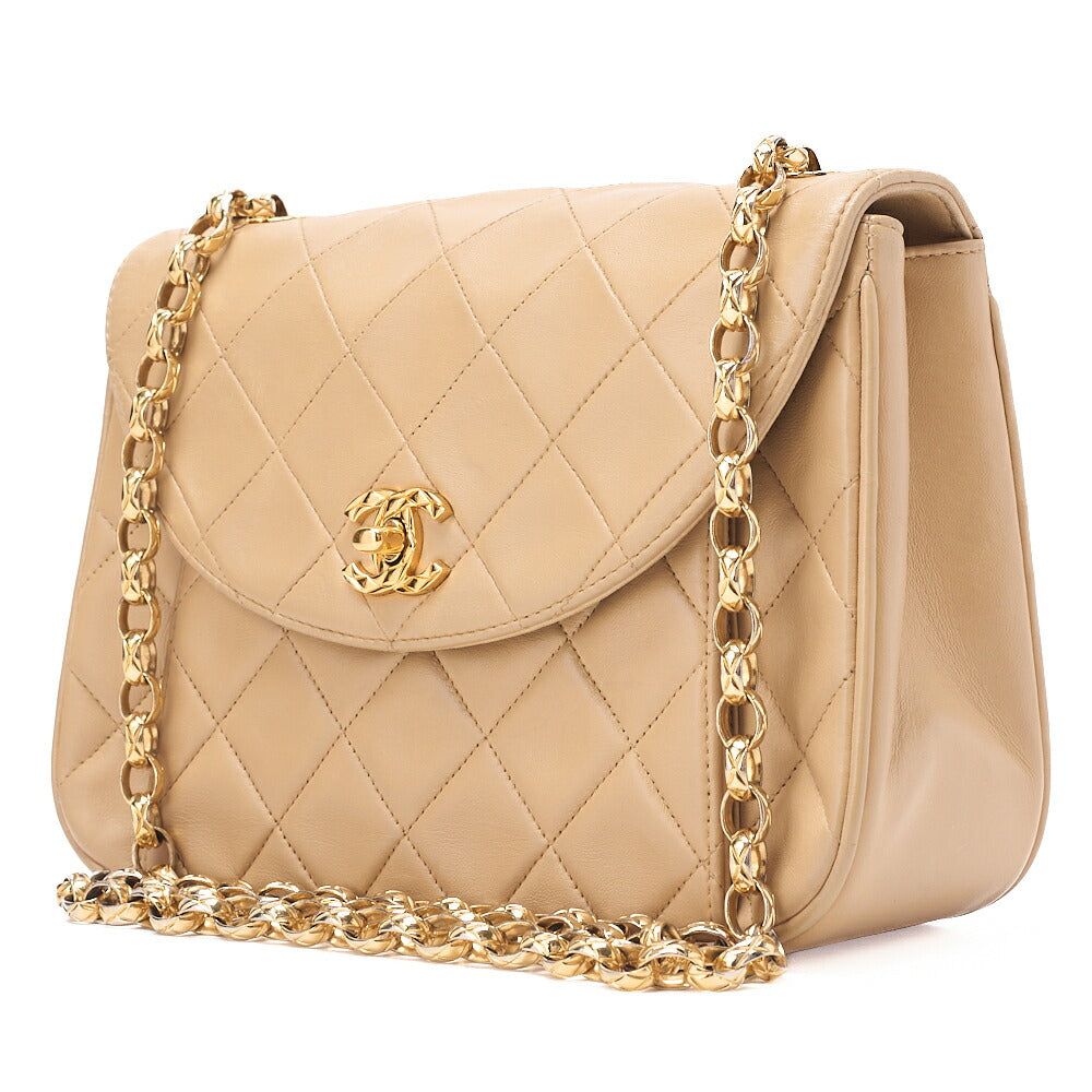 CHANEL Matelasse Coco Mark Turnlock Single Bijou Chain Shoulder Lambskin Beige Gold-Tone Hardware, Pre-Owned