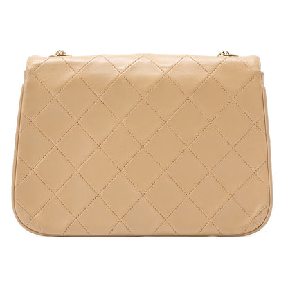 CHANEL Matelasse Coco Mark Turnlock Single Bijou Chain Shoulder Lambskin Beige Gold-Tone Hardware, Pre-Owned