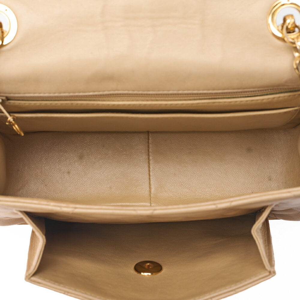 CHANEL Matelasse Coco Mark Turnlock Single Bijou Chain Shoulder Lambskin Beige Gold-Tone Hardware, Pre-Owned