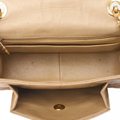 CHANEL Matelasse Coco Mark Turnlock Single Bijou Chain Shoulder Lambskin Beige Gold-Tone Hardware, Pre-Owned