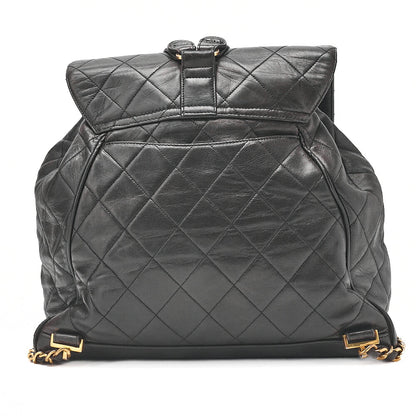 シャネル ショルダーバッグ リュックサック ラムスキン マトラッセ デカココ ターンロック 黒 ゴールド金具 中古