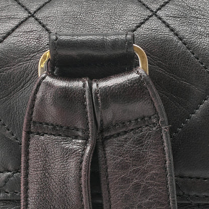 シャネル ショルダーバッグ リュックサック ラムスキン マトラッセ デカココ ターンロック 黒 ゴールド金具 中古