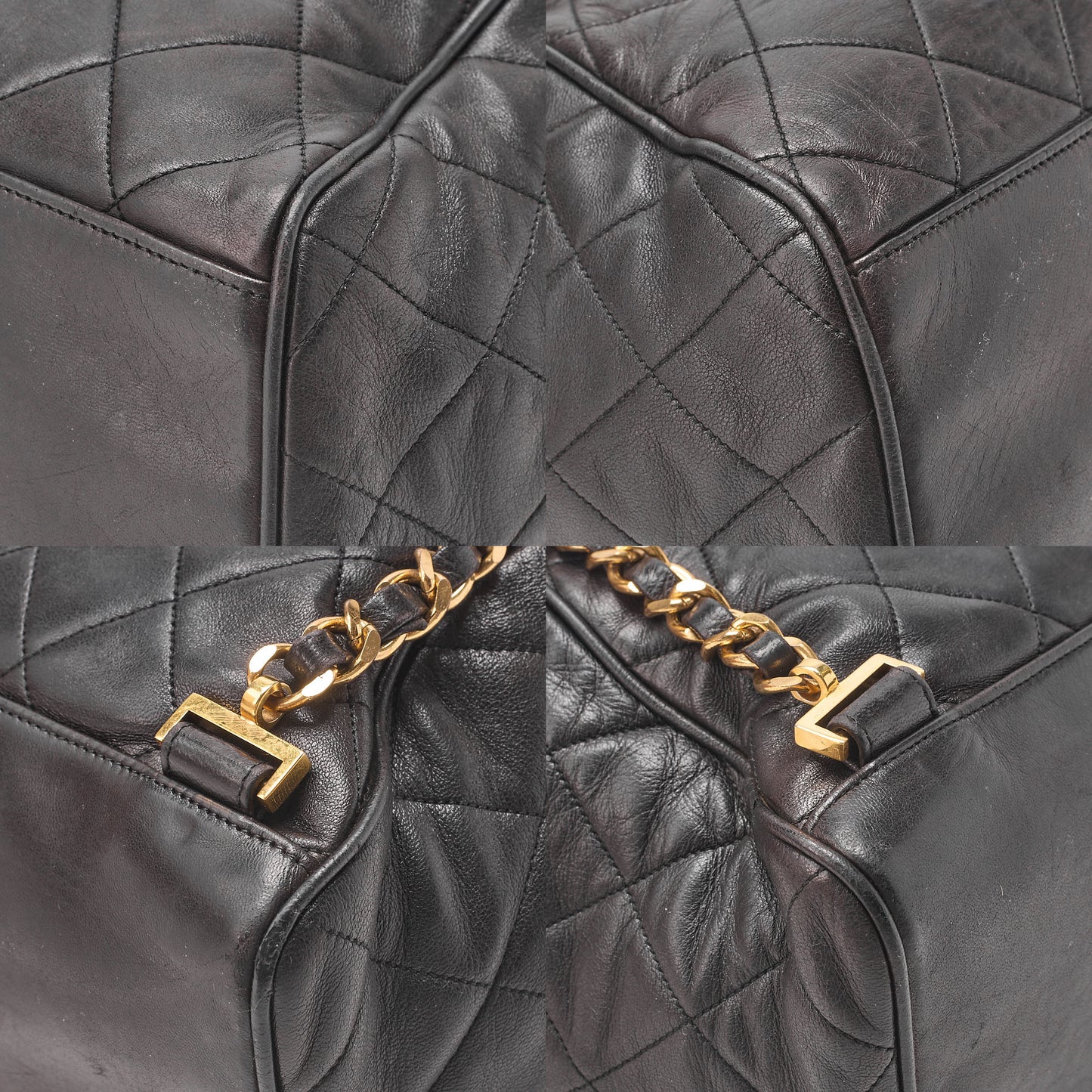 シャネル ショルダーバッグ リュックサック ラムスキン マトラッセ デカココ ターンロック 黒 ゴールド金具 中古