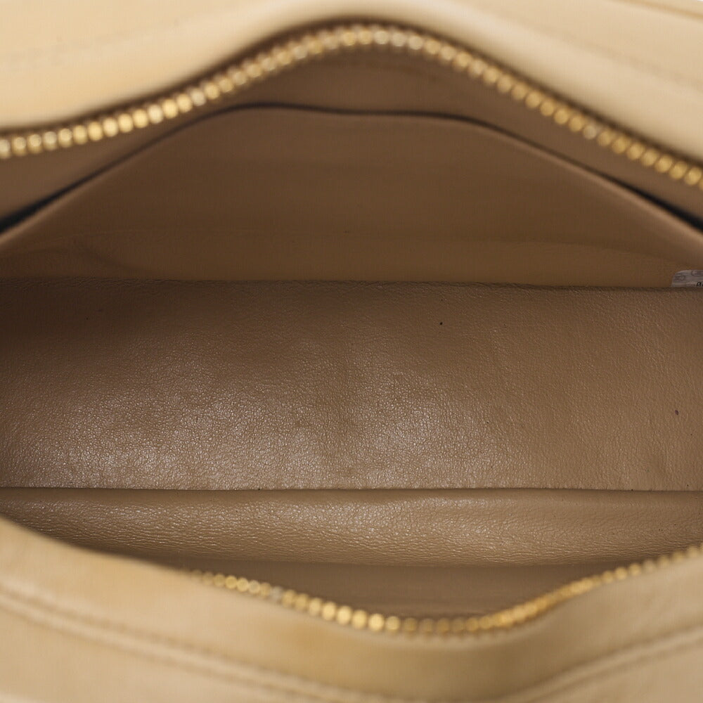 CHANEL Matelasse Outside Flap Fringe Chain Shoulder Lambskin Beige Gold-Tone Hardware, Pre-Owned