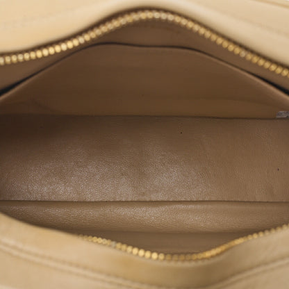 CHANEL Matelasse Outside Flap Fringe Chain Shoulder Lambskin Beige Gold-Tone Hardware, Pre-Owned