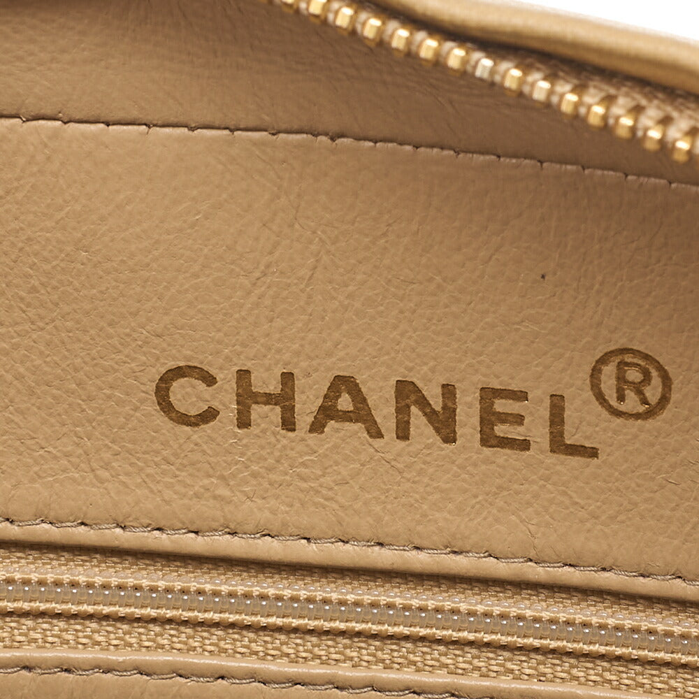 CHANEL Matelasse Outside Flap Fringe Chain Shoulder Lambskin Beige Gold-Tone Hardware, Pre-Owned