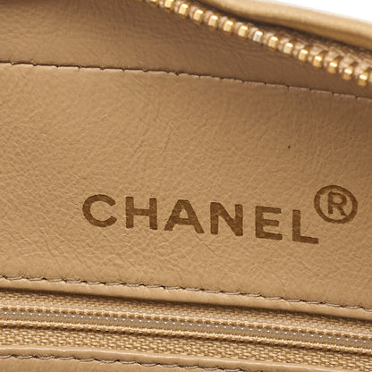 CHANEL Matelasse Outside Flap Fringe Chain Shoulder Lambskin Beige Gold-Tone Hardware, Pre-Owned