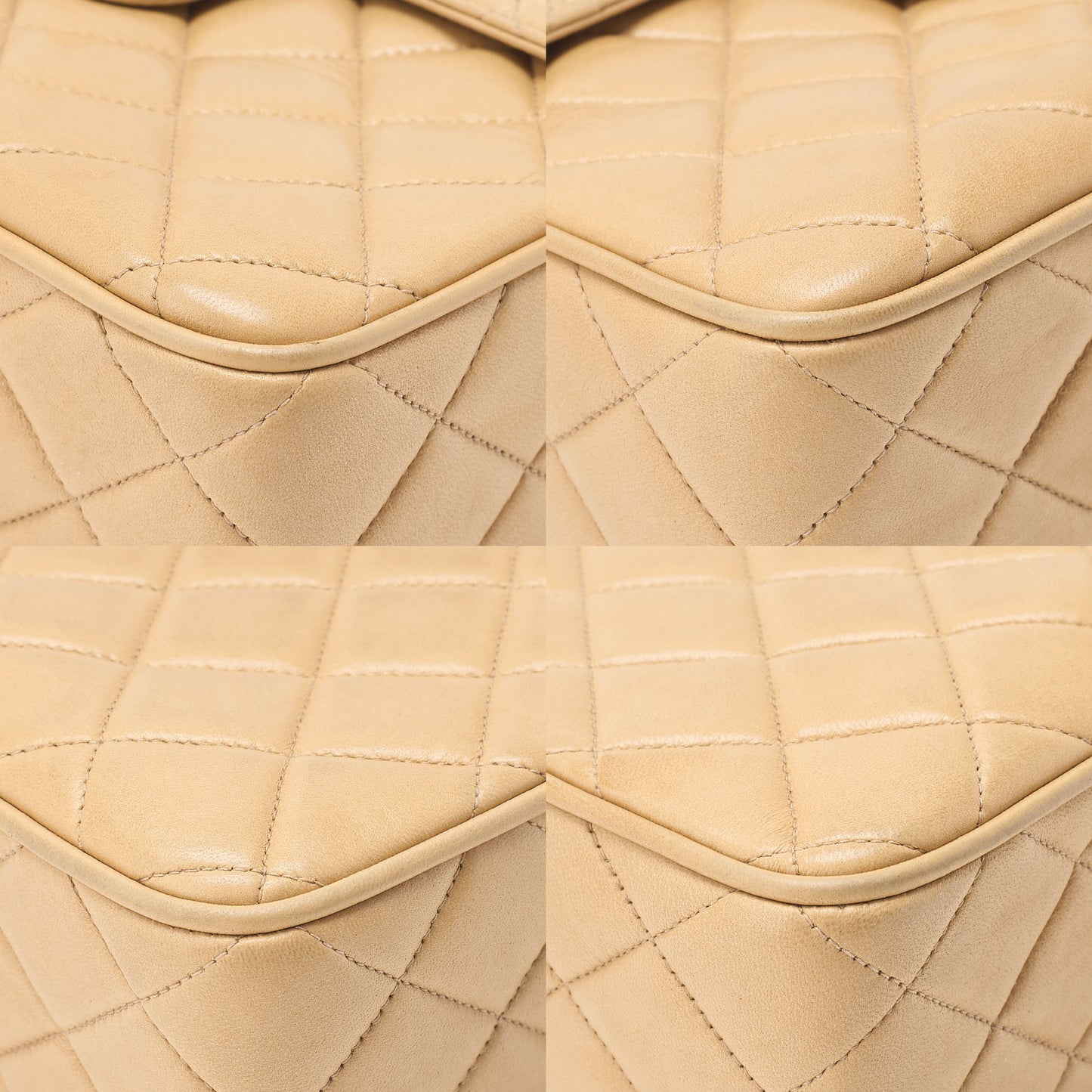 CHANEL Matelasse Outside Flap Fringe Chain Shoulder Lambskin Beige Gold-Tone Hardware, Pre-Owned